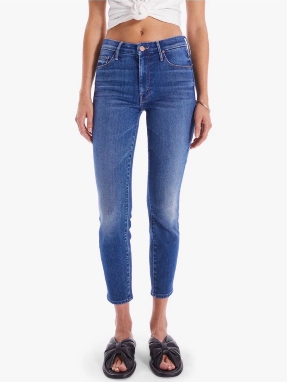 MOTHER JEANS The Looker Crop Stretch Denim 30 Let's Just Be Friends Medium Wash